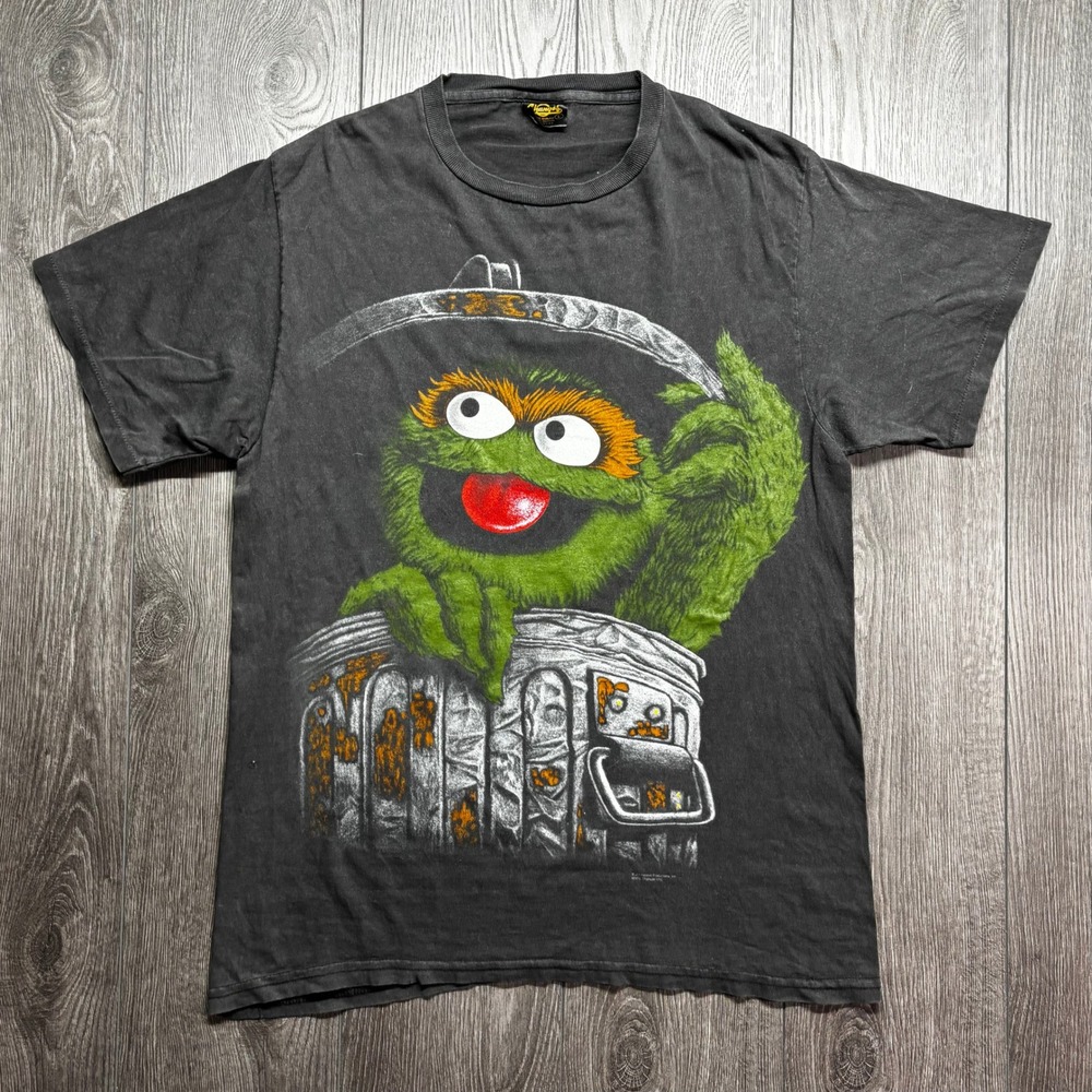 Vintage Oscar Grouch Shadow Rare Changes Shirt Black Out Single Stitch Sesame St